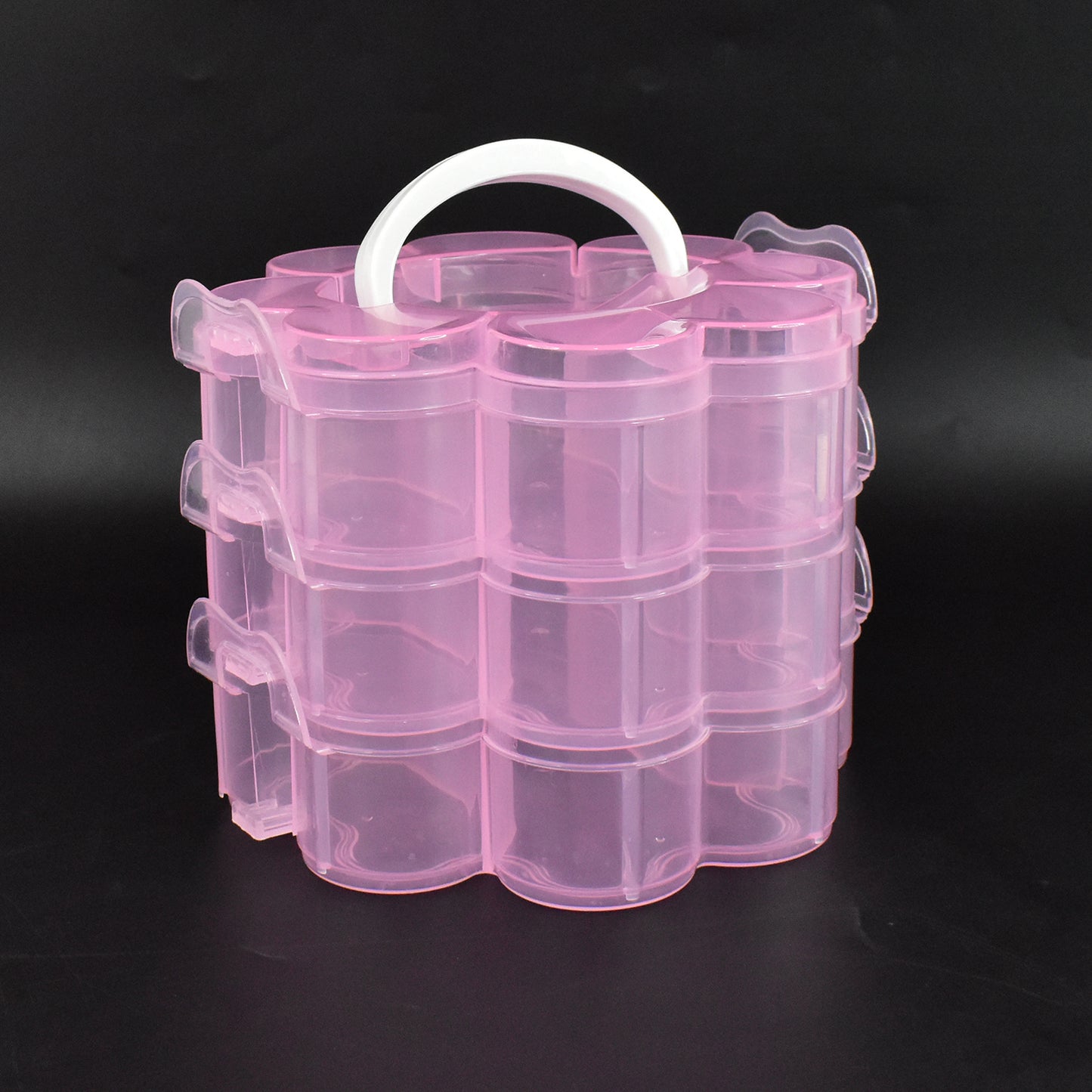3-layer Transparent Plastic Flower-shaped Storage Box With 9 Grids