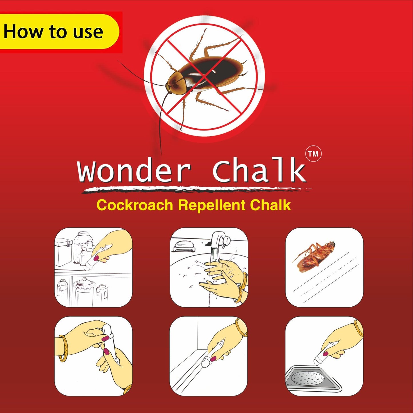 1315 Cockroaches Repellent Chalk Keep Cockroach Away (Pack Of 12)