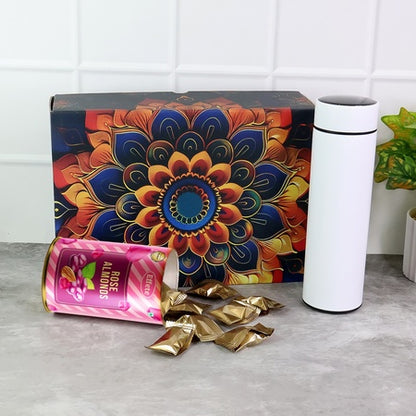 Effete Rose Almonds Gift Hamper Golden With Bottle (2 Pc Set)