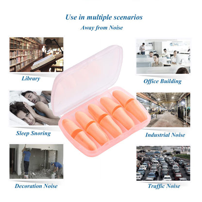 Foam Ear Plugs With Portable Storage Box (5 Pairs)