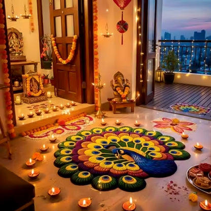 Peacock Design Anti-slip Floor Mat - (1 Pc)