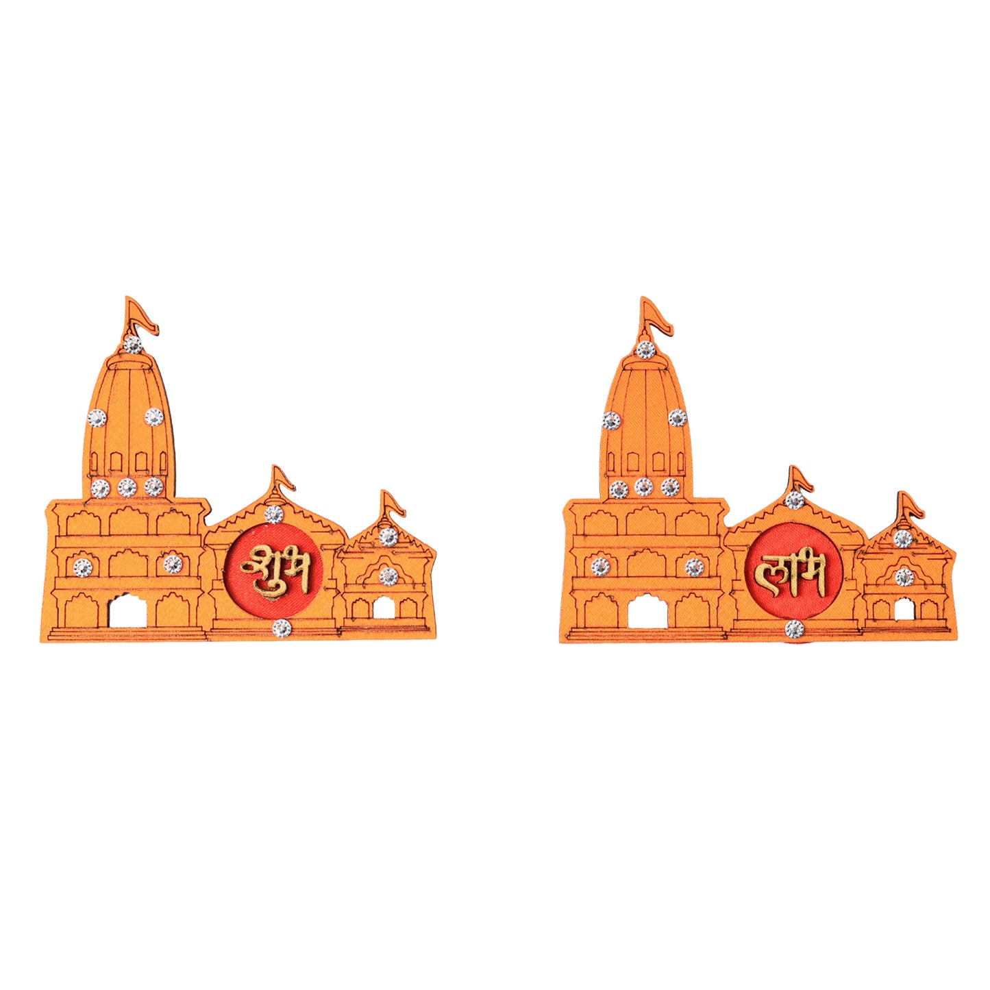 Shubh Labh Ram Temple  Mandir Design Decorative Wall Sticker (2 Pc)
