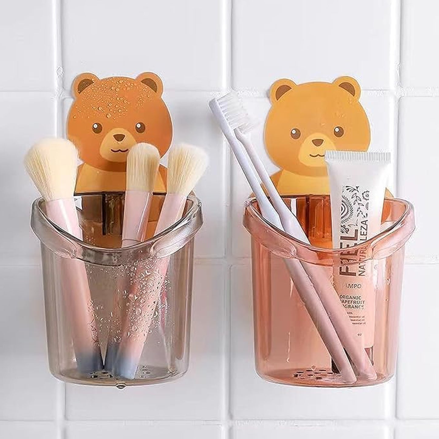 Cute Teddy Bear Toothbrush Holder For Kids (3 Pc Set)