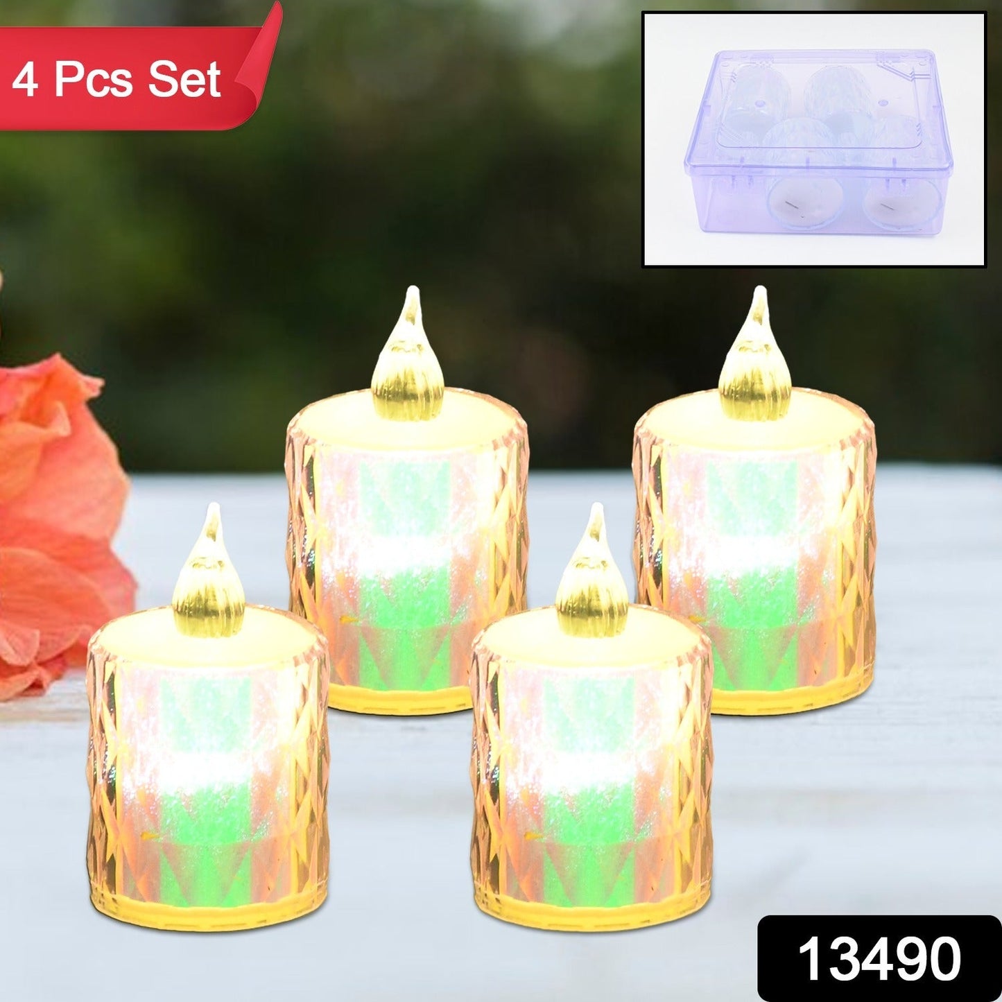 4 Pc Flameless And Smokeless Decorative Melting Candles Led Tea Light