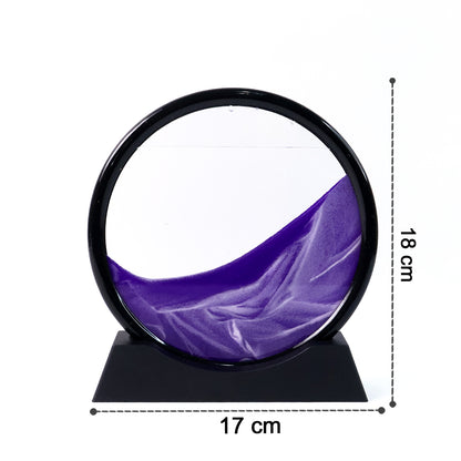 8781 Moving Sand Art Picture Decor 3d Deep Sea Sandscape Liquid Motion Round Glass Frame Display Flowing Sand Relaxing Gift For Kids Adults Painting Artistic Sandscape For Home Office Ornament Desktop Art Bookshelves Decoration (1 Pc )