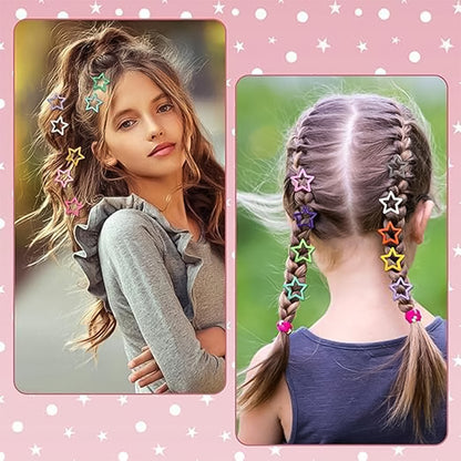 Metal Printed Star Shape Hair Clips (5 Pcs Set)