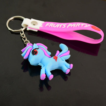 Cute Cartoon Unicorn Keychain With Silicone Strap (1 Pc)