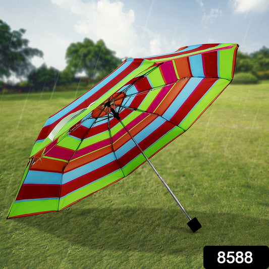 3-fold Sun  Rain Protective Solid Foldable Umbrella (1 Pc)