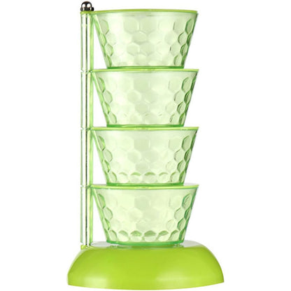 4 Section 360 Rotating Vertical Seasoning Box Plastic Pickle Tower  Spice Rack (4 Layer With 4 Plastic Spoon  1 Set)