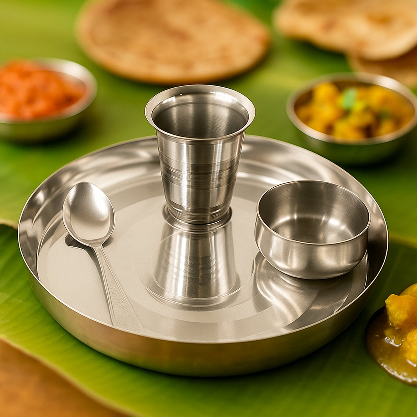 Stainless Steel Pooja Thali - (Set)