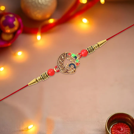 Elegant Round Peacock Design Rakhi
