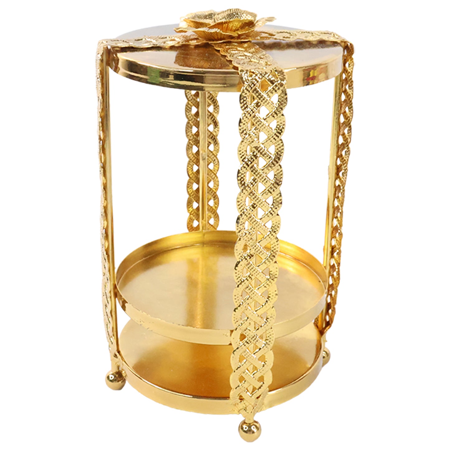 Multipurpose Golden Metal Candle Stand Showpiece (1 Pc)