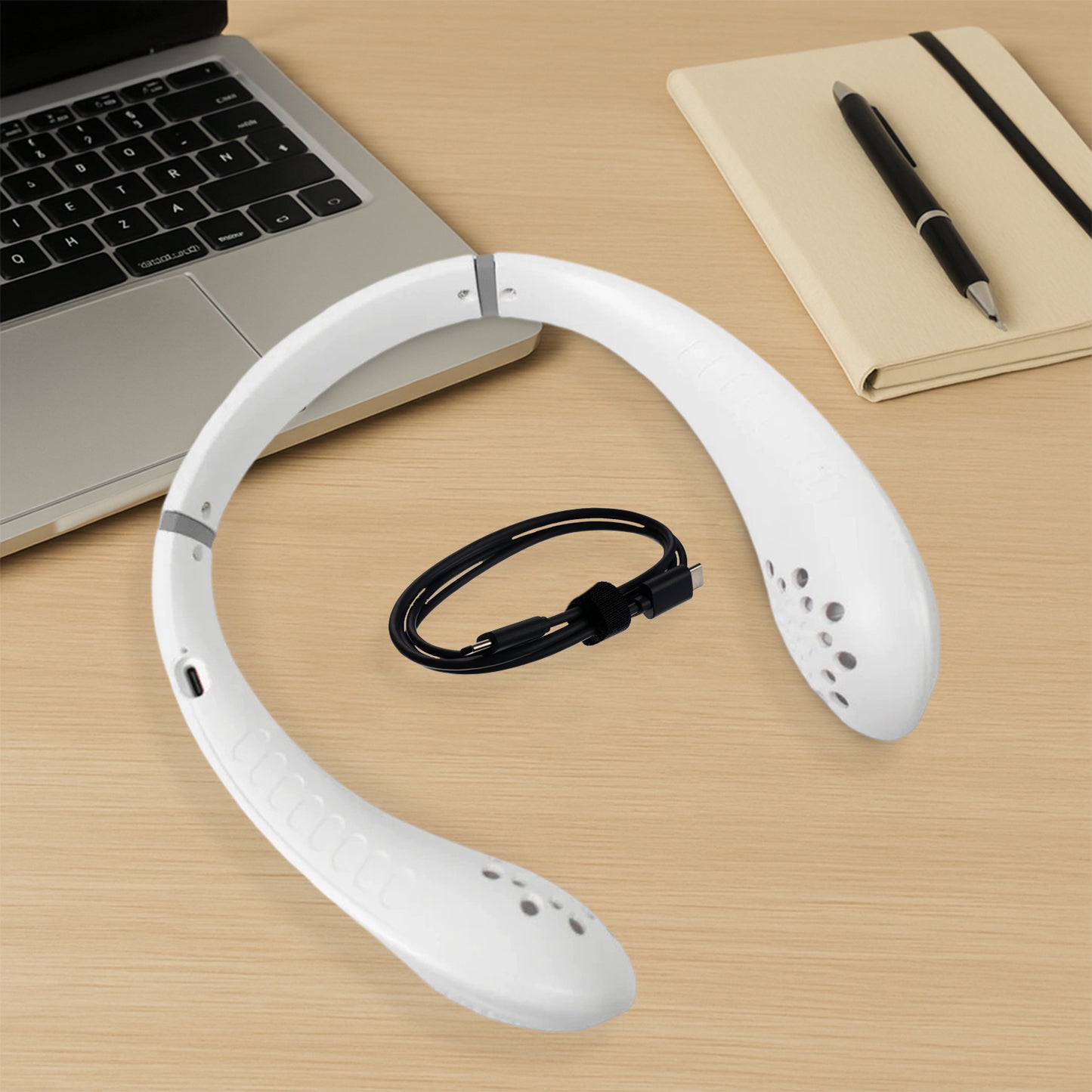 0876 Neck Fan Portable And Wearable Personal Fan Usb Rechargeable Headphone Design Neckband Fan With 3 Speeds Suitable For Outdoor Family Sports Travel