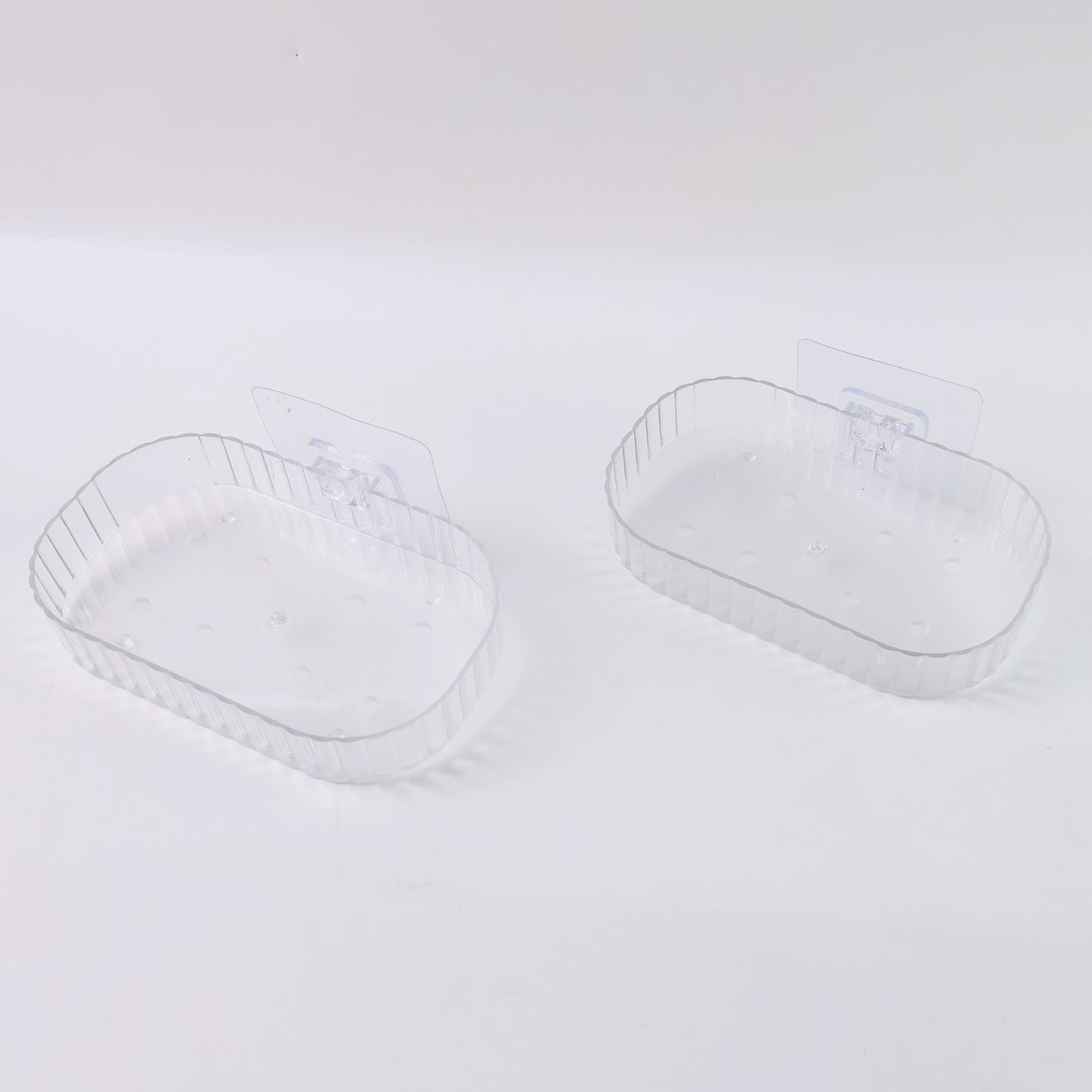 Self Adhesive Transparent Wall Mounted Soap Dish Holder (2 Pc)