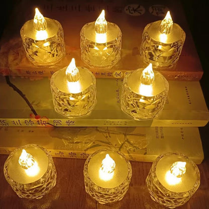 24 Pcs Flameless And Smokeless Decorative Acrylic Candles Transparent Led Tea Light Candle For Gifting House Diwali Christmas Festival Events Decor Candles