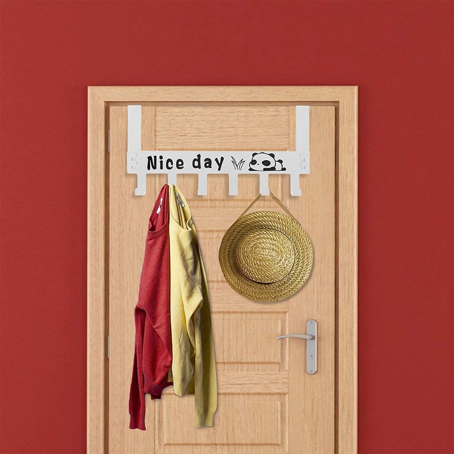 Heavy-duty Carbon Steel Door Hook Hanger Rack (1 Pc  6 Hook  White)