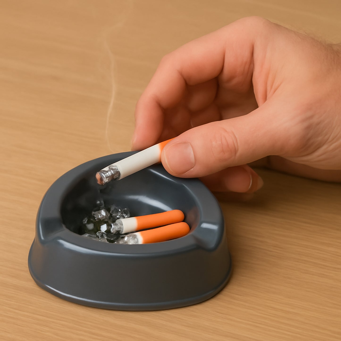 Oblivion Durable Plastic Ashtray With Wide Bowl And Triple Cigarette Holder Slots (1 Pc)