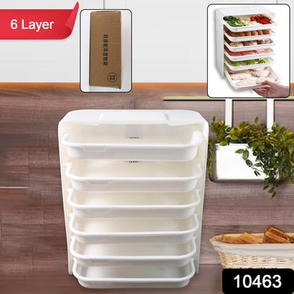 Plastic 6 Layer Wall-mounted Food Organizer Rack (1 Set)