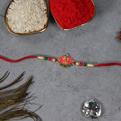 Ganesh Lotus Leaf Designer Motif Rakhi