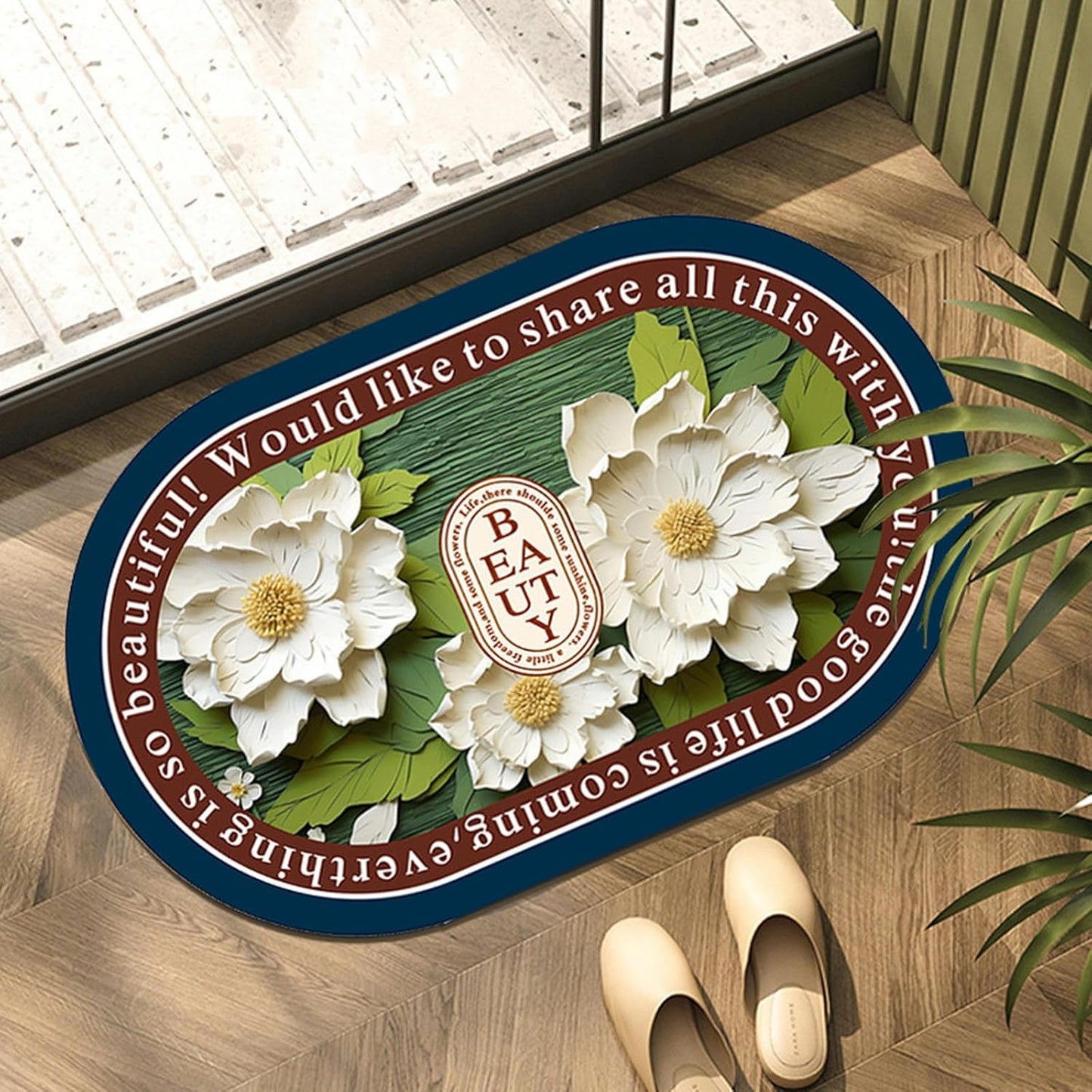 4598  3d Visual Anti-slip Absorbent Mat New Soft Super Absorbent Floor Mats Cute Flowers Shower Drying Bathroom Mat