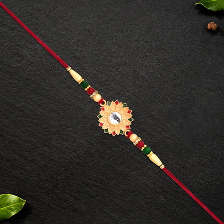 Floral Rakhi With Mirror Centerpiece