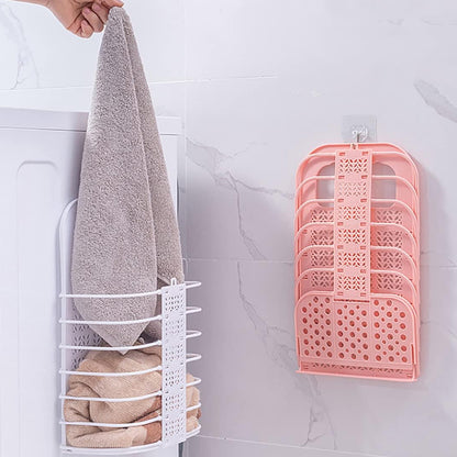 8145 Wall Hanging Laundry Basket Clothes Hanger Dirty Hamper Clothes Storage Hook Clothes Rails For Laundry Washing Machine Bathroom Kids Dirty Clothes Storage Hanger (1 Pc)