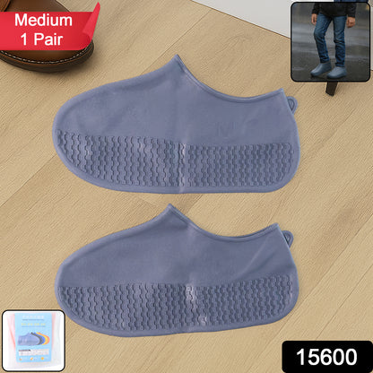 Grey Non-slip Silicone Rain Reusable Anti Skid Waterproof Fordable Boot Shoe Cover (1 Pair )