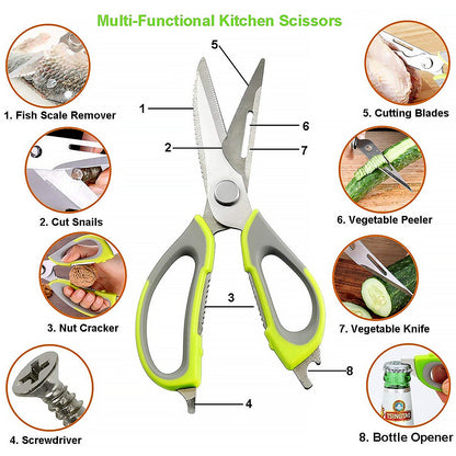 8193 Multi-purpose Kitchen Shears With Magnetic Holder Stainless Steel Red Multifunction Heavy Duty And Kitchen Scissors