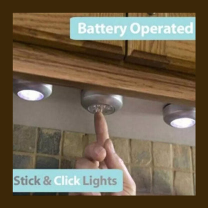 1716 4 Led Battery-powered Wireless Night Light Stick Tap Touch Lamp Stick-on Push Light For Closets Cabinets Counters Or Utility Rooms Cordless Touch Light