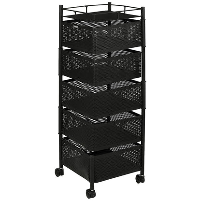5 Layer Multipurpose Kitchen Storage Trolley With Wheels
