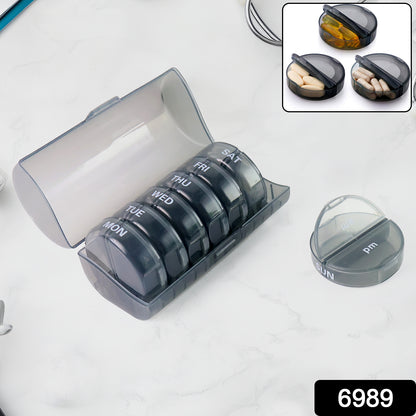 6989 Weekly Pill Organizer 2 Times A Day Travel 7 Day Pill Box Twice A Day Daily Medicine Pill Case With Large Compartments