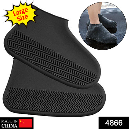 4866 Non-slip Silicone Rain Reusable Anti Skid Waterproof Fordable Boot Shoe Cover ( Large )