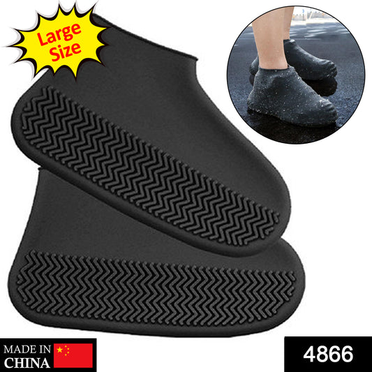 4866 Non-slip Silicone Rain Reusable Anti Skid Waterproof Fordable Boot Shoe Cover ( Large )