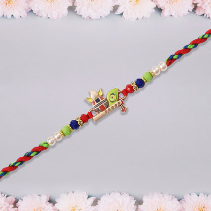 Kalash Rakhi With Flute And Peacock Feather