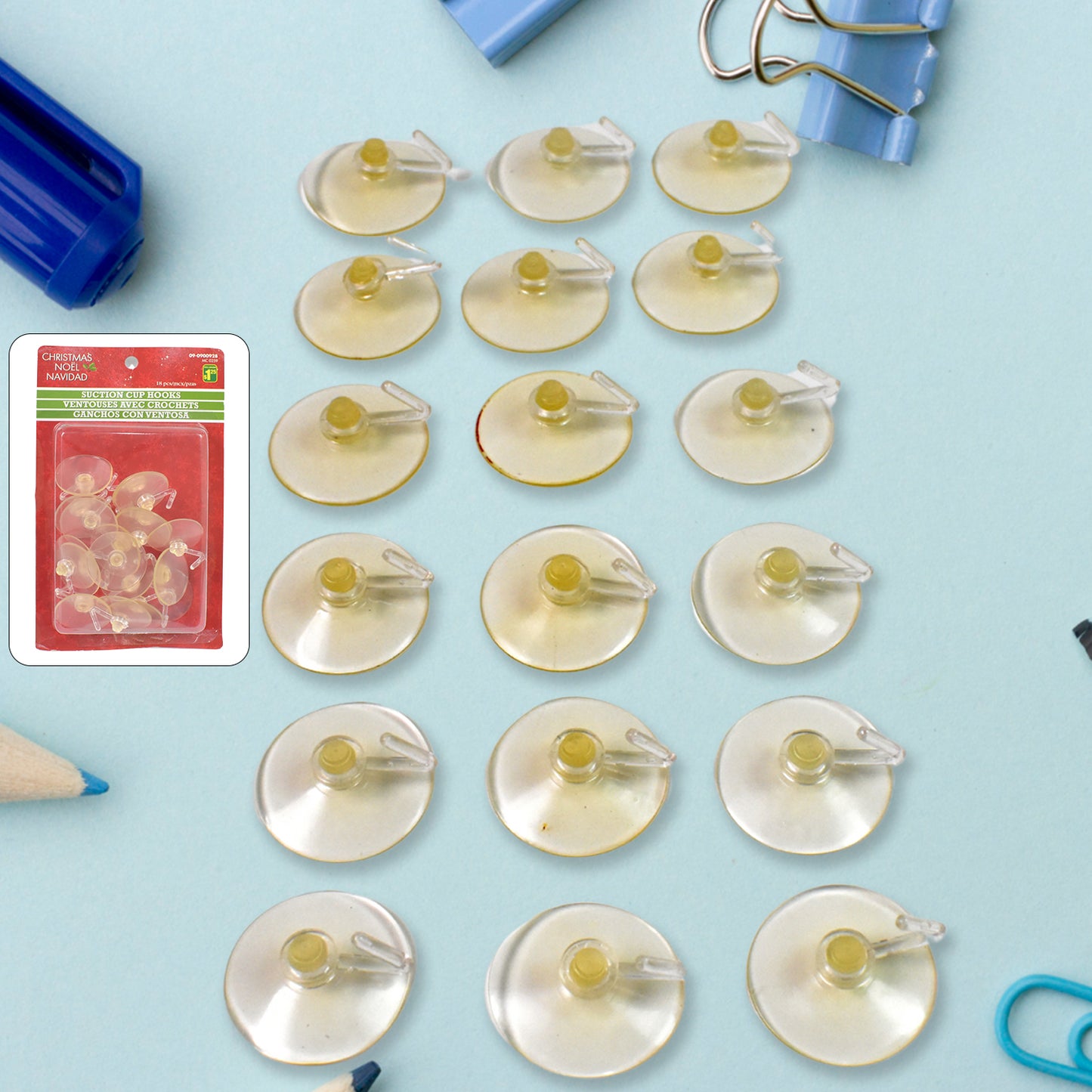 Transparent Rubber Vacuum Sucker Suction Cup Hooks (18 Pcs Set)