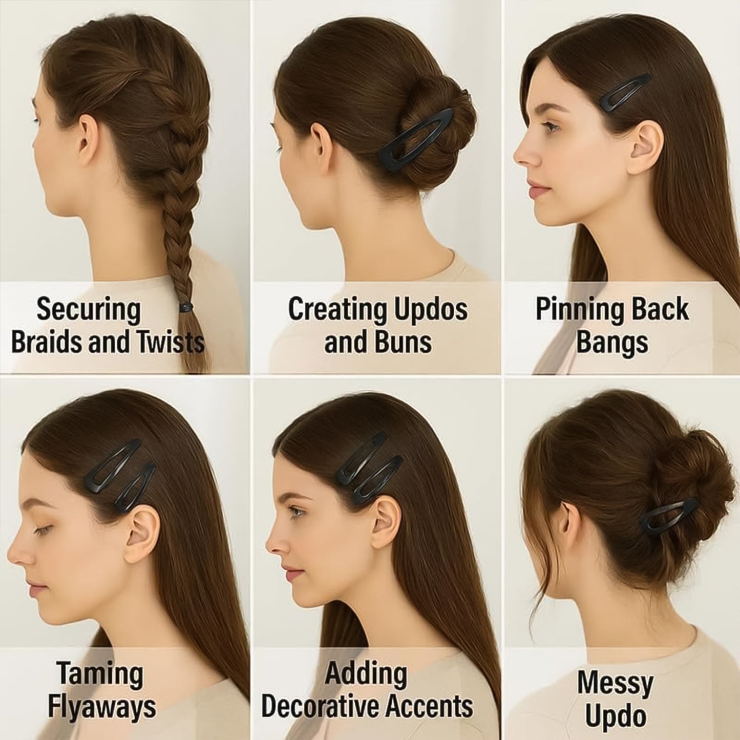 Metal Hair Clips Set (10 Pcs Set)