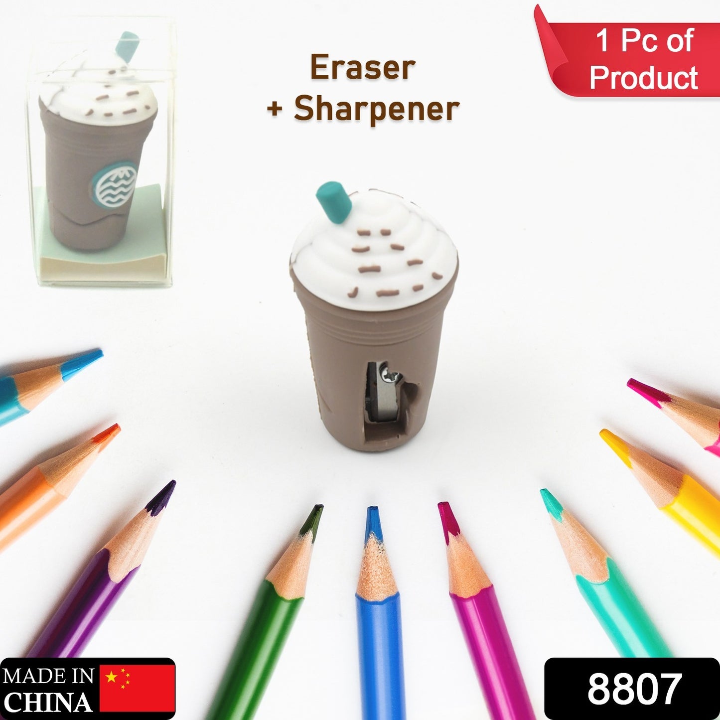 2in1 3d Cute Coffee Or Ice Cream Shape Sharpner Like Rotary Manual Pencil Sharpener For Kids  Ice Cream Style Office School Supplies Back To School Gift For Studentskids Educational Stationary Kit Bday Return Gift