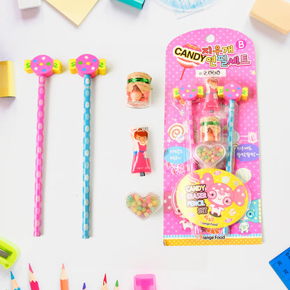 Fun Candy Design Pencil Set With Accessories Set (1 Set )