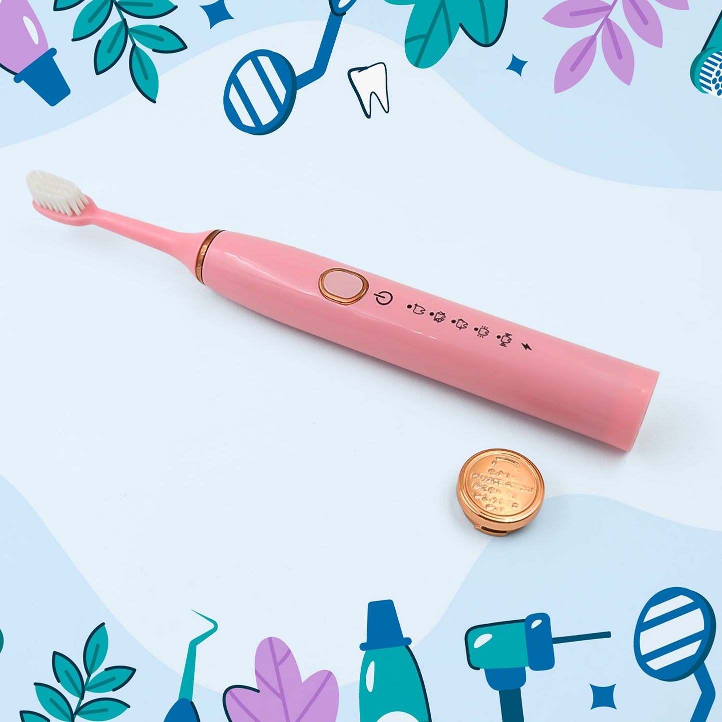 Adult Waterproof Electric Toothbrush With Extra 4 Toothbrush Head (1 Pc  Usb Charging Operated  Mix Colour)