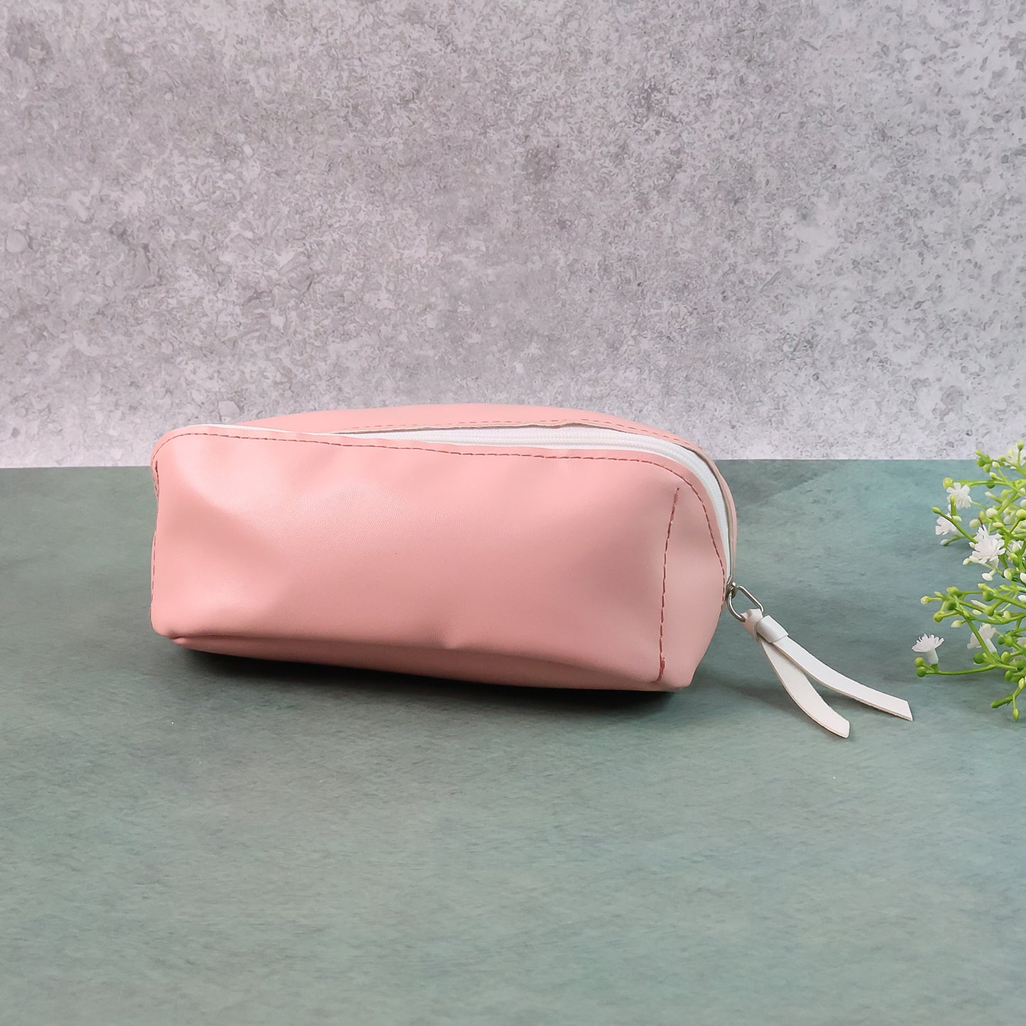 Pu Leather Cosmetic  Pencil Pouch - (1 Pc)