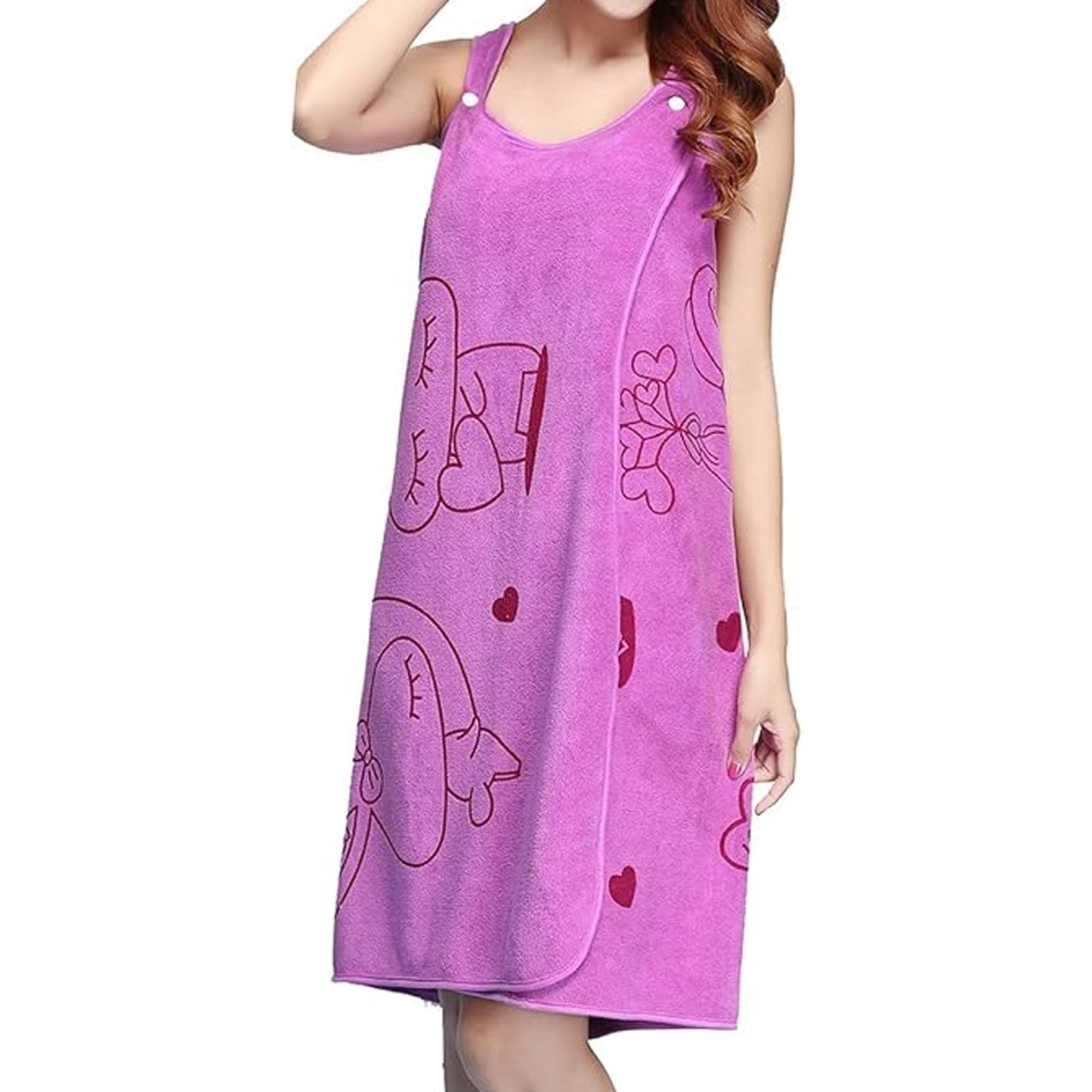 Soft  Absorbent Microfiber Bath Towel Wrap With Shoulder Straps (1 Pc)