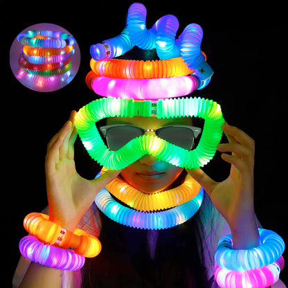 8055 Mini Pop Tubes Colourful Tubes Sensory Toys Stretch Pipe Toy Fidget Tube Toys Pull Tubes Fidget Toys Sensory Stretch Tubes Fun Tubes For Autism Children Kids Adult Reduce Anxiety (Pack Of 12)