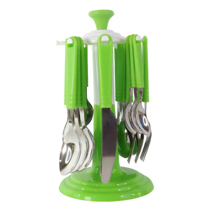 Stainless Steel Cutlery Set With Stand - (24 Pc)