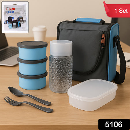 5106 All In One Lunch Box With Fabric Bag For Office  School Use