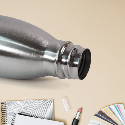Silver Stainless Steel Water Bottle Approx 500 Ml (1 Pc)