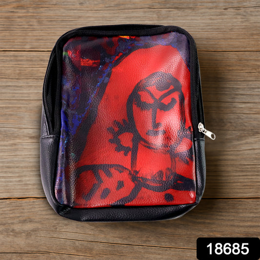 Handcrafted Multipurpose Zipper Pouch With Traditional Art Print (1 Pc)