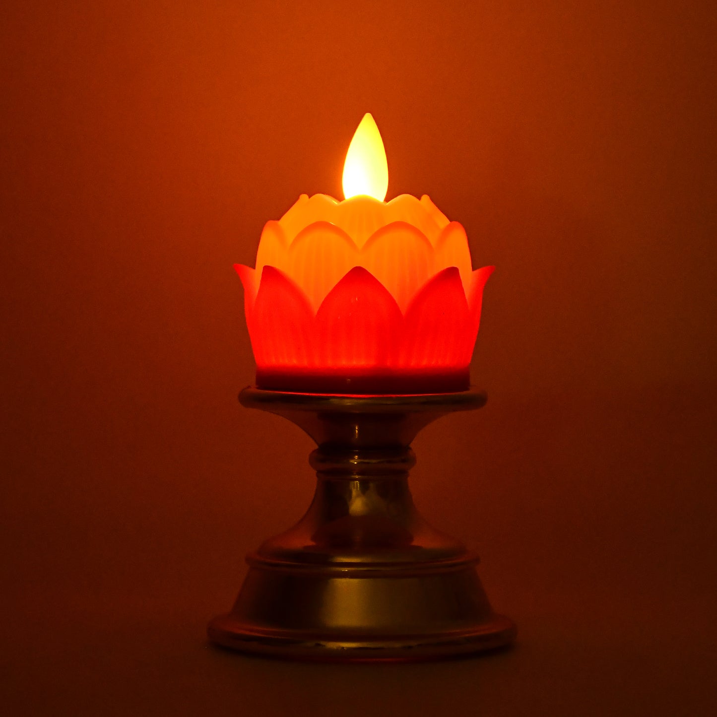 Premium Lotus Shaped Led Flameless Candle With Decorative Holder (1 Pc)