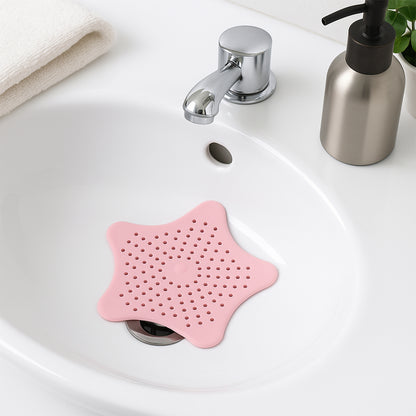 Baby Pink Silicone Star Shaped Sink Filter Bathroom Hair Catcher Drain Strainers For Basin