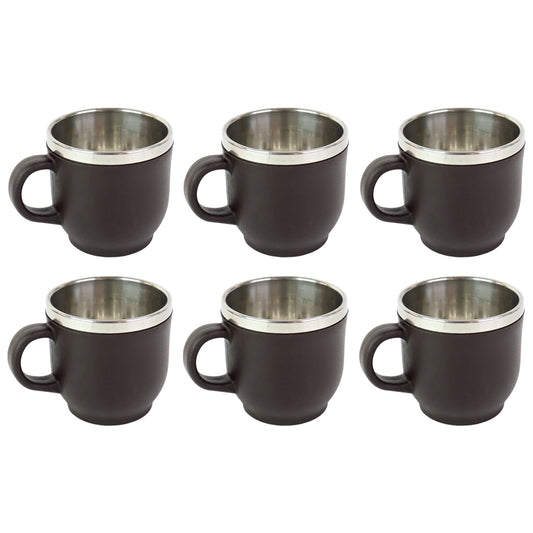 Apex Premium Double Wall Stainless Steel Cappuccino Mug Gift Set (6 Pc  100 Ml)