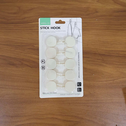 Self Adhesive Round Wall Hooks (10 Pc)